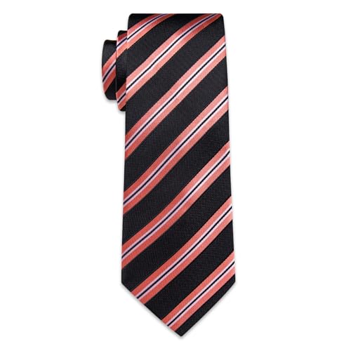 Image of YourTies Striped Ties for Men Classic Woven Silk Necktie with Handkerchief Cufflinks Set Formal Business Party Wedding