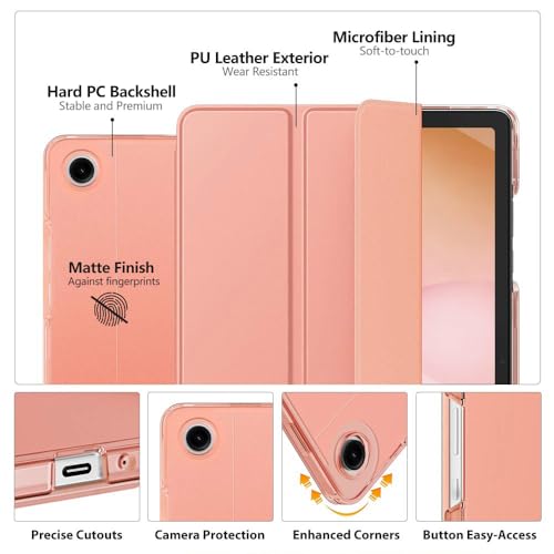 Image of MoKo for Samsung Galaxy Tab A11 Plus / A11+ Case 11 Inch 2026, Galaxy Tab A9 Plus / A9+ Case 11 Inch 2024, Slim Stand Hard PC Translucent Back Shell Smart Cover, Auto Wake /Sleep, Apricot Orange