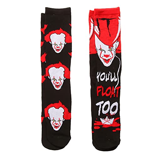 Hypnotic Hats It Pennywise & You'll Float Too Adult Crew Socks (Size 6-12, Two Pairs)