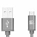 LAX Gadgets Braided Nylon Micro USB Charging and Data Sync Cable, 480 Mbps Data Transfer via USB 2.0 (6 Feet, Gray)