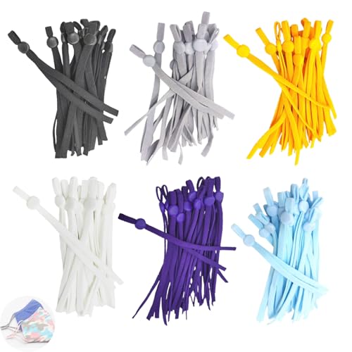 ArrErr 120 Pack Face Masks Elastic Cord with Adjustable Buckle Earloop Elastic String Sewing Bands Ear Loops Straps for Cloth Face Mask DIY Washable Reusable Breathable Fabric Face Covering Shield