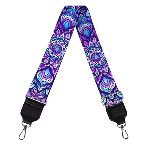 Image of Wide Bag Straps Replacement Crossbody Purple Flower Guitar Straps for Handbags /Purses /Messenger /Duffel Bags Backpack Straps Boho Replacement Adjustable Length from 30 inch to 50.3 inch