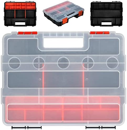 Tool Box Organizer, Plastic Storage Box Tool Organizer,Small Parts Organizer, with Removable Dividers(20x30cm)
