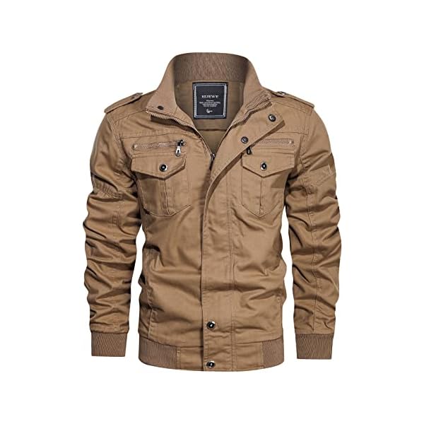 HIJEWE Men Military Jacket Casual Cotton Utility Coat Spring Falls Durable Army Cargo Bomber Stand Collar Multi-Pocket Jacket - Image 3