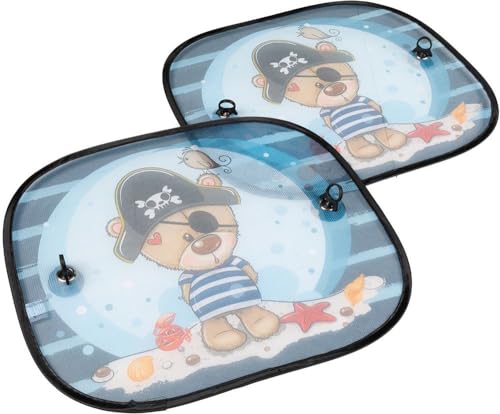 Start Coppia Tendine Laterali Auto Ventose Incluse Grafica Orsetto 44X36 Cm Universali Bambini Protezione Raggi Solari - 4