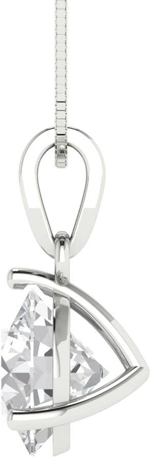 Clara Pucci 2 cttw Simulated Diamond White Gold-Plated Silver Necklace and Pendant for Women (18" Box Chain,Round Cut,8.0mm) - Image 3