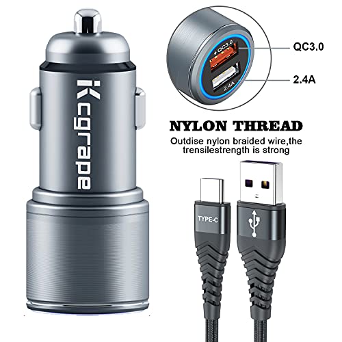 Car Charger For Samsung Galaxy A14 A11 A01 A21 A71 A42 A32 A13 5G,S21 S22 Plus/Note 20 Ultra A12,Lg Velvet G8 G8X G7 Thinq,K51 Q70,Stylo 6 5,Quick Charge 3.0 Fast Charging Phone Adapter+6Ft Usb C Cord #TOP4