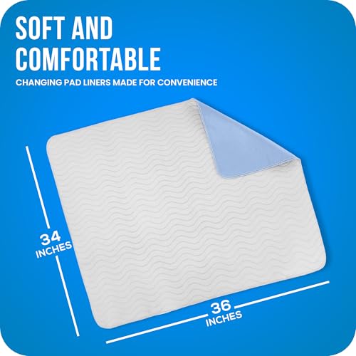 Image of 4 Pack Washable Pee Pads for Dogs 34 inch x 36 inch, Waterproof Dog Training Pads | Reusable Dog Training Pads for Sofa, Incontinence Bed Pads for Adults, Elderly and Kids (White,Blue) by Utopia Bedding