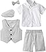 A&J DESIGN Toddler Suit for Boys Gentleman Wedding Church Photoshoot Formal Ring Bearer Outfit Dress Clothes Shorts Set with Newsboy Cap Light Gray 2-3T