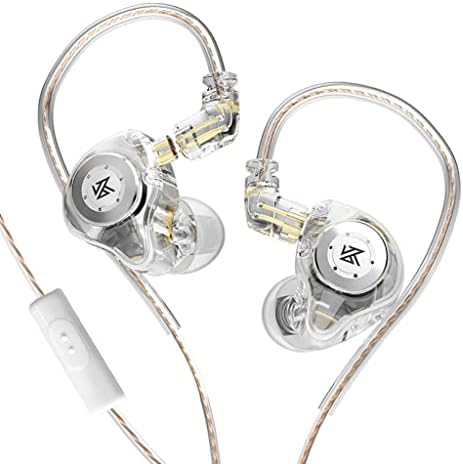 Concept Kart KZ EDX Pro IEM Earphone, Dual Magnetic Dynamic Driver, Ergonomic Fit, Balanced Sound with Punchy Bass, 5N OFC 2Pin Detachable Cable, 3.5mm Compatible (White, with Mic)