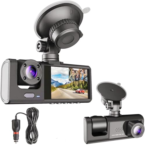 2K Dash Camera for Car Front and Inside Dashcam Video Recorder with Audio for Car Accident Vehicle Security 1080P 2'' IPS Screen Night Vision G-Sensor WDR