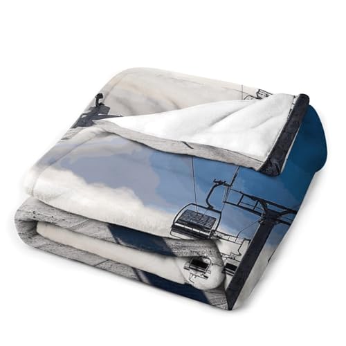 Couverture flanelle remontées mécaniques soleil 102x127cm - 4