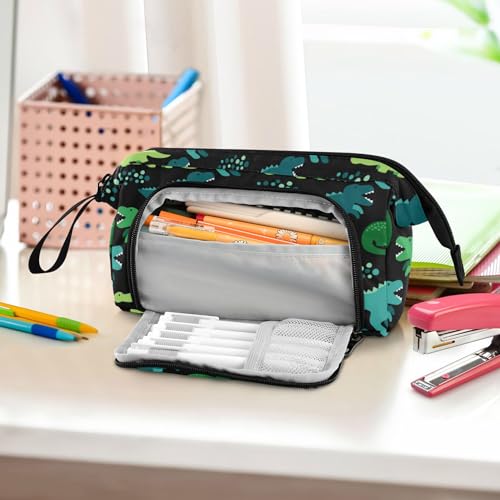 Image of Fisyme Dino Dinosaurs Pencil Case Large Capacity Pencil Pouch Pen Bag Box Big Makeup Pencil Case Organizer