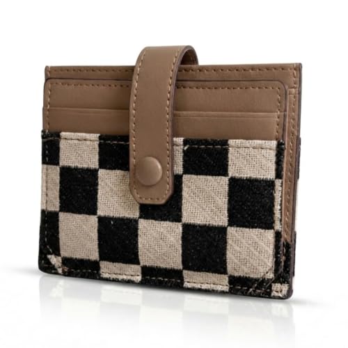 Image of TURBOOST Cute Slim Card Holder Canvas Front Pocket Wallet, Small Credit Card Case for Women (Tan)