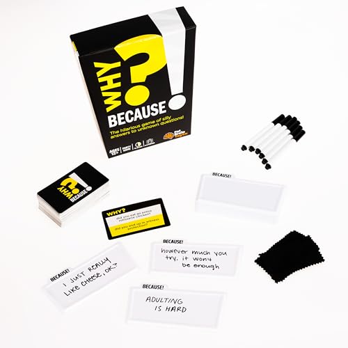 Image of Fat Brain Toys Why Because Party Game for Families Friends or Adults 3-6 Players Ages 12+, Card Game with Funny Answers, Fun Games
