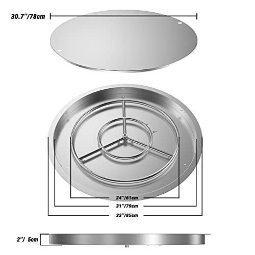 Skyflame 31" x 31" Round Stainless Steel DIY Drop-in Firepit System Assembly Set, Including Fire Pit Pan Fire Bowl with Burner Ring and Protective Cover by Skyflame - Image 2