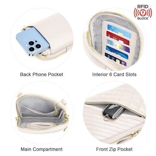 Image of nuoku Small Crossbody Bags for Women Vegan Leather Cell Phone Wallet Purses for Women with Double Zipper,RFID Wallet