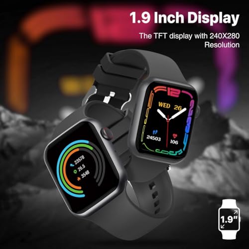 Image of Promate Xwatch-B19 Fitness Smart Watch, 1.9 inch Display Bluetooth Calling, IP67 Water Resistant, Voice Assistant, 15 Days Battery Life, 30 Sports Modes, Real-Time HR Monitor, 100+ Watch Faces (Graphite)