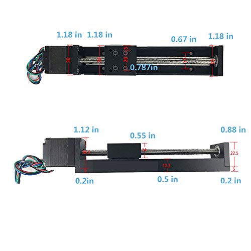 Cnc Sliding Table Lead Screw Precision Travel Length 50Mm/100Mm/150Mm/200Mm Nema11 Linear Stepper Motor Guide Slide T-Shaped Screw Line Rail Electric (24V,1.8°） (50Mm) #TOP2