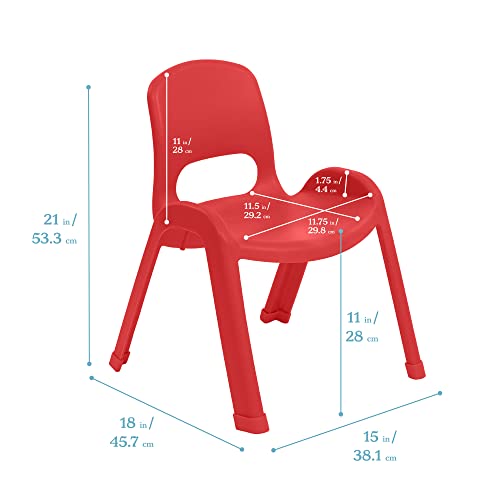 Image of ECR4Kids SitRight Chair, Classroom Seating, Red, 4-Pack | Durable plastic, GREENGUARD Gold Certified, 3-5 years, 74 lb capacity, fully assembled, indoor and outdoor, classroom /home