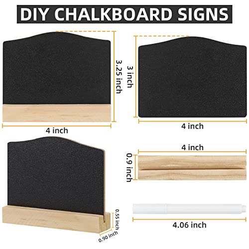 ALOTCHE Mini Chalkboard Signs with Stand, 16 Pack Reusable Wooden Tabletop Chalkboard 4 X 3 Inch, Buffet Food Signs for Party Black Mini Tabletop Sign for Restaurant, Wedding and Bar Countertop