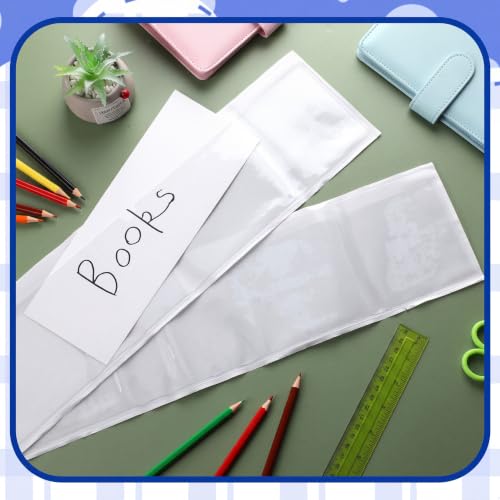 Image of Chinco 100 Pcs Self Adhesive Clear Index Card Pockets,18 x 4 Inches | Clear Plastic Label Sleeves with Top Open, For Organizing Storage Box Drawer, Fits Index Cards Measuring 18 X 4 Inches