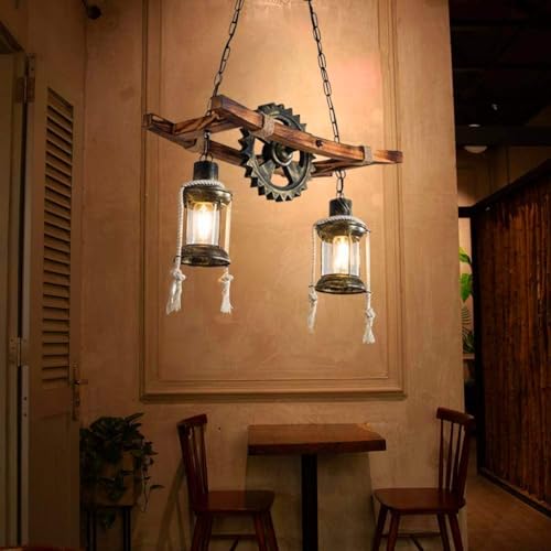 Lampada a Sospensione in Legno Rustico in Rovere