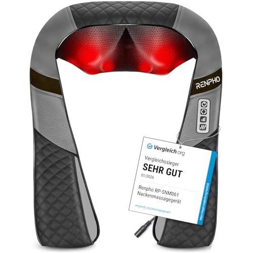 RENPHO Massagegerät, Schulter Nackenmassagegerät mit Wärme, Rückenmassagegerät mit 3D-Massage von tiefem Gewebe, Nackenmassage mit Tiefknetmassage, Geschenke für Frauen