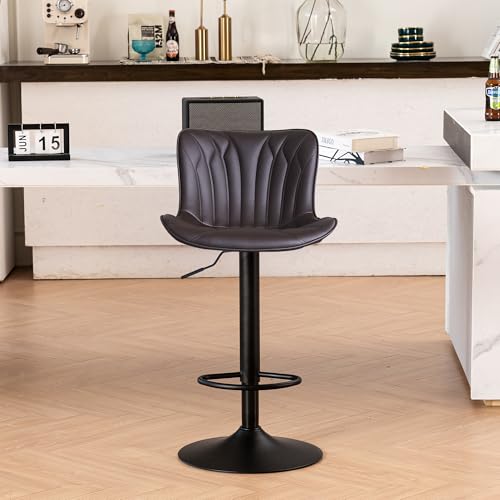 Image of Single Bar Stools Modern Kitchen Counter Bar Chairs Swivel Barstools Brown
