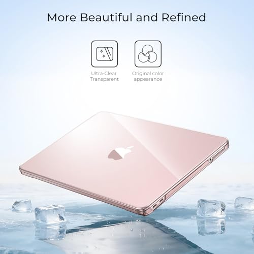Image of EooCoo Compatible with Apple 2026 MacBook Neo Case 13 inch Mac Laptop A3404 with A18 Pro Chip & 13 inch Liquid Retina Display, Transparent Hard Shell, Plastic Snap-on Cover Smooth Skin - Crystal Blush