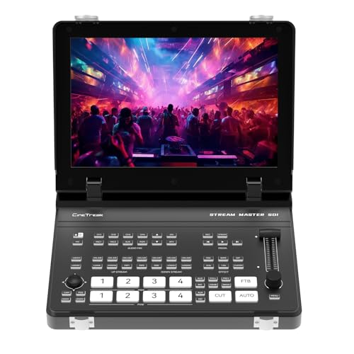 CINETREAK Stream Master SDI Video Switcher, 4 SDI/HDMI Inputs, 10'' Screen, Wireless IP Control, Dual RTMP Streaming Video Mixer?NDI updatable?
