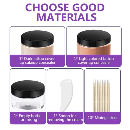 Tattoo Abdeckcreme, Tattoo Cover Cream frei mischbare Abdeckfarben, lang anhaltendes professionelles Abdeck-Set für deckt Hauttattoos, Hautunreinheiten, Muttermale und Narben ab