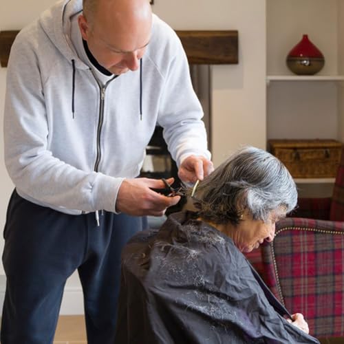 Friseurschere Set, Haarschneideschere, Nackenpinsel, Barbierbürst, Friseurumhang, Haarschneideumhang, Professionelle Friseur Set, mit Haarschere, Hals Staubbürste, Barber Cape, Barber Zubehör, 7 Stück