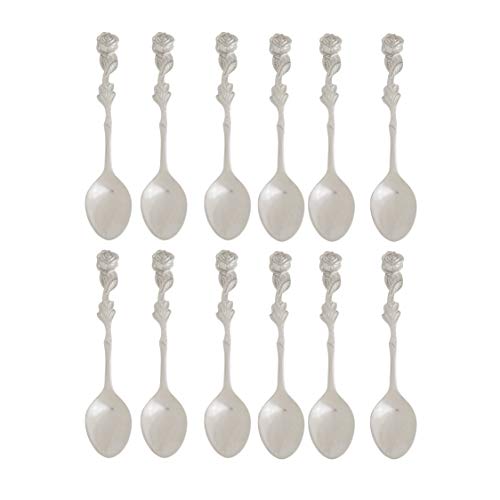 Fino Demi Spoon Set, Rose Design, Stainless Steel, Made in Japan, Set of 12