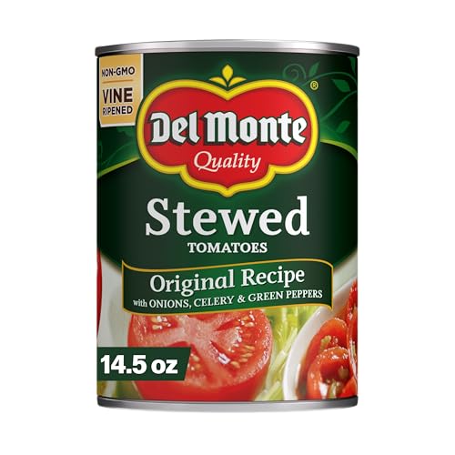 Del Monte Original Recipe Stewed Tomatoes with Onions, Celery & Green Peppers, Canned Tomatoes, 14.5