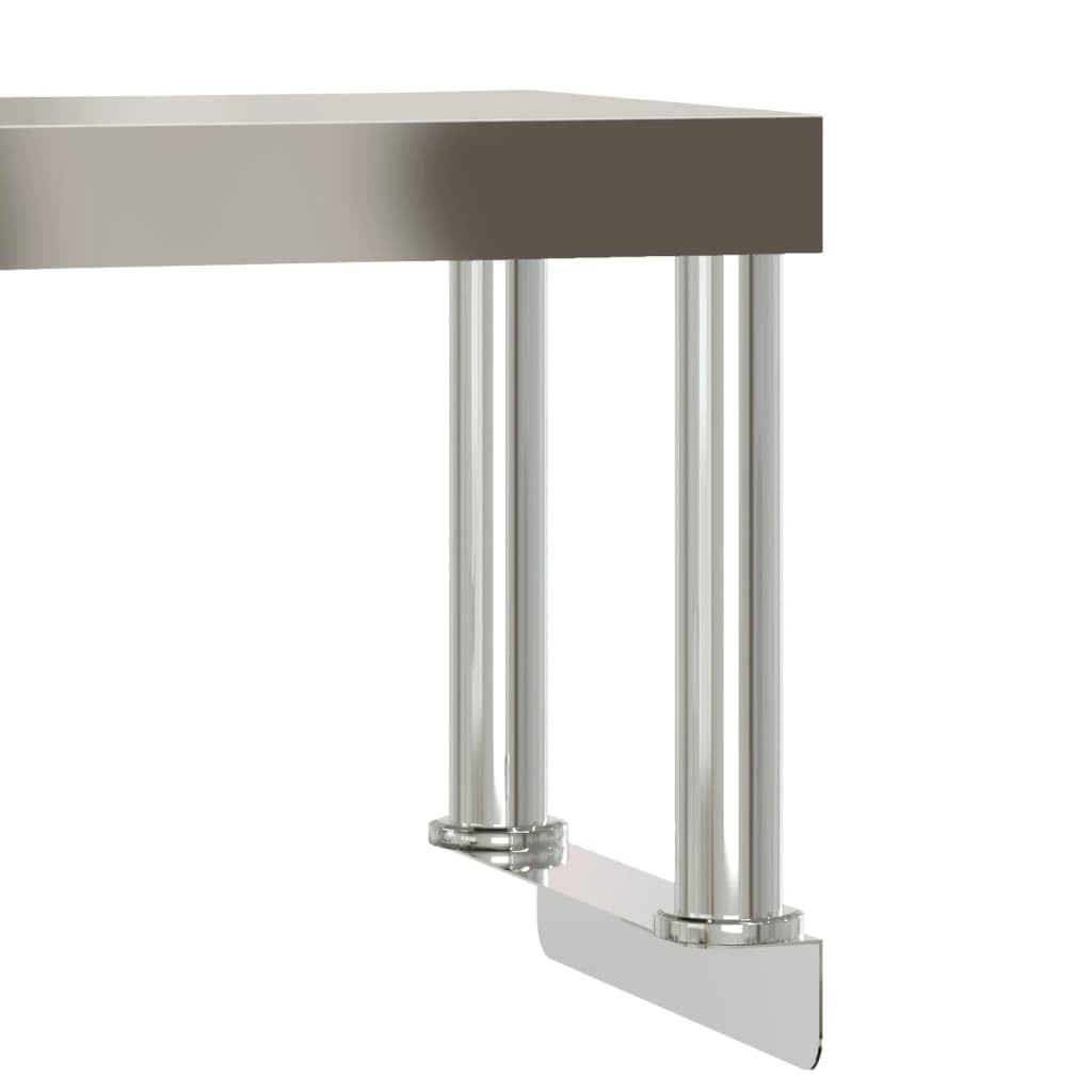 Tavolo da lavoro da cucina in acciaio inox con ripiano, 110 x 55 x 120 cm, per gastronomia, ristorante, hotel, catering, grandi cucine, professionale, durevole, igienico, stabile, versatile