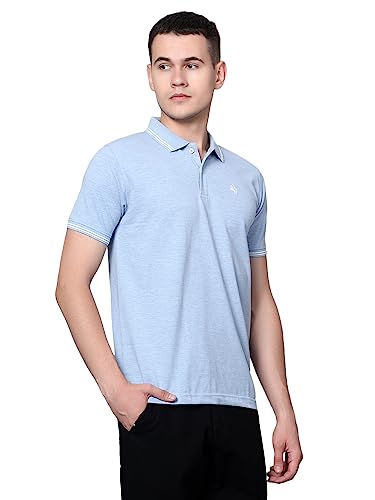 Image of Cantabil T-Shirt for Men l Breathable & Soft with Color Fastness Regular Fit Polo Neck Cotton Blend Fabric Solid Pattern