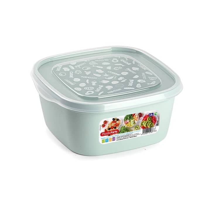 CABLEPELADO Fiambrera almacenamiento de alimento | Tupper Plástico con Tapa | Libre de BPA | Apto para microondas y lavavajillas | 1.5 Litros | 18 cm ancho x 18.5 cm fondo x 8 cm de altura, verde