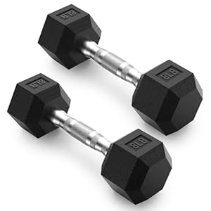 PAPABABE HEX Dumbbell Set, Rubber Encased Home Gym Dumbbells, Exercise & Fitness Weights Dumbbells for Women & Men, Hand Weight for Strength Training