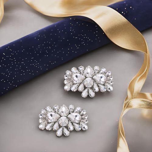 Ruihfas 2 PCS Decorative Shoe Clips - Bling Bling Rhinestone Crystal Shoe Jewlery Clips Accessories for Women Girls Wedding Party Prom 1.57×2.44 inch3