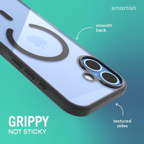 Image of Smartish iPhone 17 MagSafe Clear Case - Gripmunk Magnetic Slim Case [Lightweight + Protective] Anti-Yellowing Thin Grip Clear Cover for Apple iPhone 17 - Clearly Black