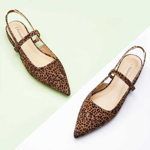 Image of C.Paravano Slingback Flats for Women Pointed Toe Sandal Dressy Shoes