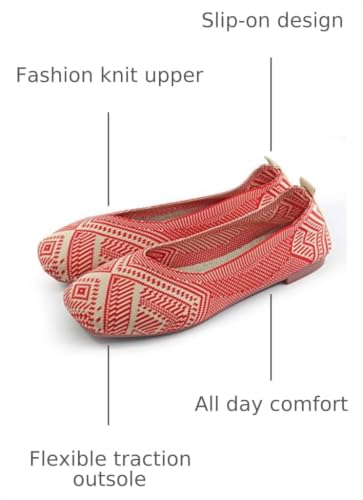 Image of RVROVIC Women Flat Shoes Knitted Lightweight Slip-on Loafers Breathabel Soft Comfortable Ballet Flats