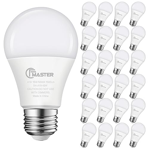 JIANGSILING A19 LED Light Bulb, 100W Equivalent Light Bulbs, 15W 5000K Daylight, 1500 Lumens,...