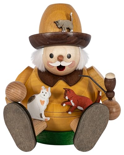 Richard Glaesser Räuchermännchen Katzenliebhaber sitzend aus Seiffen...