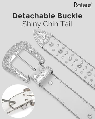 Image of Sparkly Rhinestone Diamond Sequin Studded Belt for Men & Women - Western Cowgirl Cowboy Style