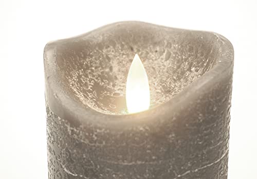 Image of iZAN 3 Pack Real Wax Flameless Candles Battery Operated LED Pillar Flickering Realistic Electric Candle Gift Sets with Remote Control and Cycling 24 Hours Timer 3 inchD X 4 inch 5 inch 6 inch H (Grey)