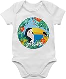 Shirtracer Karneval Kostüm Baby Fasching - Aloha Tukan - 3/6 Monate - Weiß - Fun - BZ10 - Baby Body Kurzarm für Jungen und Mädchen