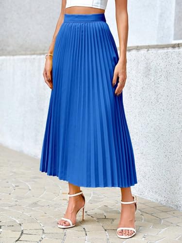 Solid Color Pleated Skirt Basic Women's Summer Casual Vinage Skirt3