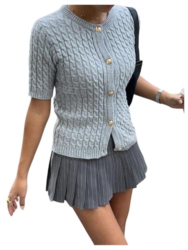 GORGLITTER Women's Short Sleeve Button Up Cardigan...